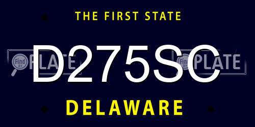D275SC Delaware License Plate