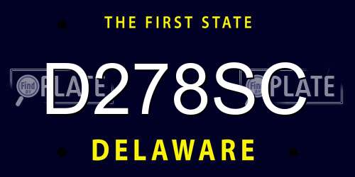 D278SC Delaware License Plate
