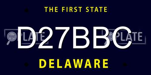 D27BBC Delaware License Plate