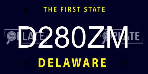 D280ZM Delaware License Plate