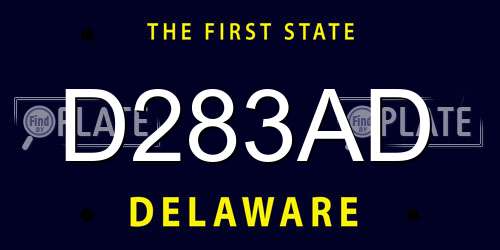 D283AD Delaware License Plate