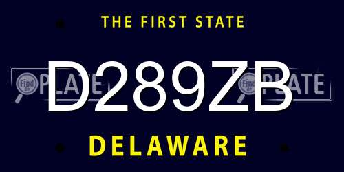 D289ZB Delaware License Plate