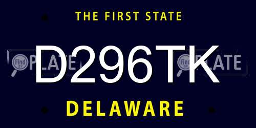 D296TK Delaware License Plate