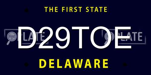 D29TOE Delaware License Plate