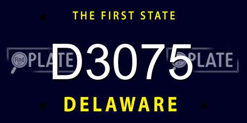 D3075 Delaware License Plate