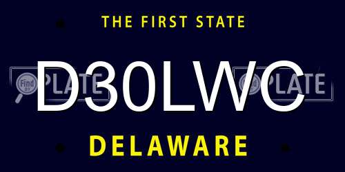 D30LWC Delaware License Plate