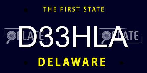 D33HLA Delaware License Plate