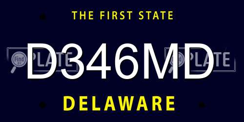 D346MD Delaware License Plate