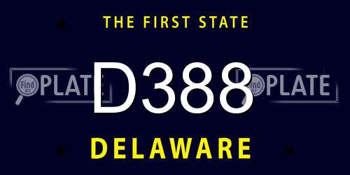 D388 Delaware License Plate