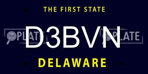 D3BVN Delaware License Plate