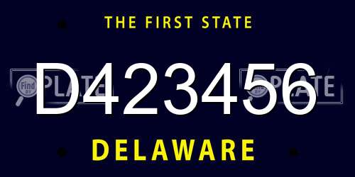 D423456 Delaware License Plate