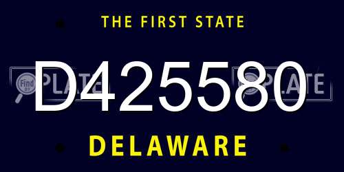 D425580 Delaware License Plate
