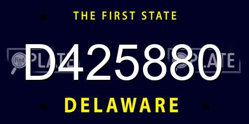 D425880 Delaware License Plate