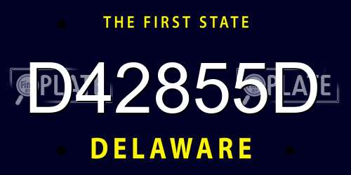 D42855D Delaware License Plate