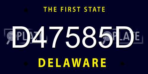 D47585D Delaware License Plate