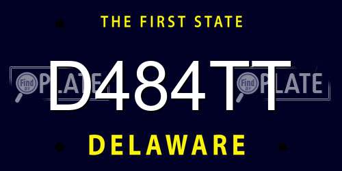 D484TT Delaware License Plate