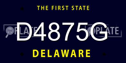 D4875G Delaware License Plate