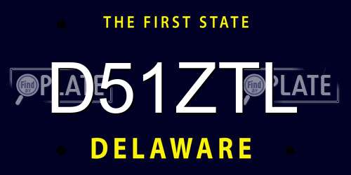 D51ZTL Delaware License Plate