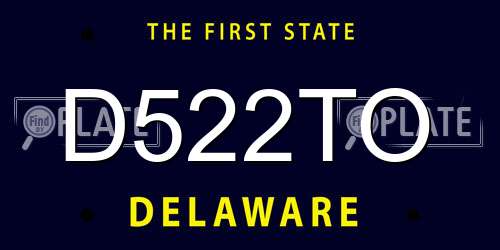 D522TO Delaware License Plate