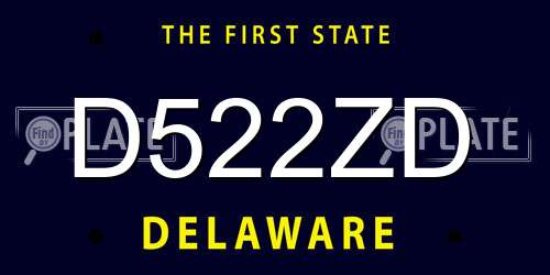 D522ZD Delaware License Plate