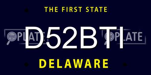 D52BTI Delaware License Plate