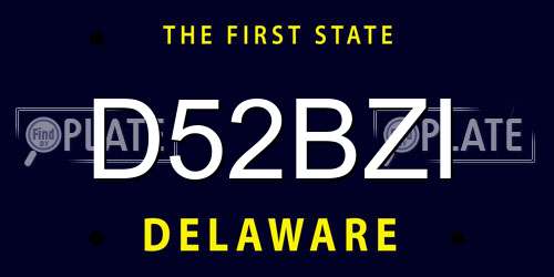 D52BZI Delaware License Plate