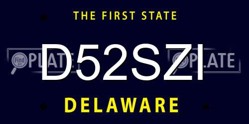 D52SZI Delaware License Plate