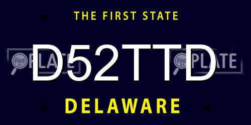 D52TTD Delaware License Plate