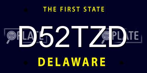 D52TZD Delaware License Plate