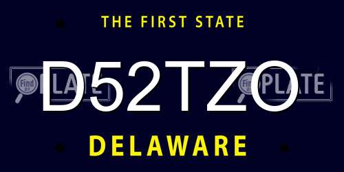 D52TZO Delaware License Plate