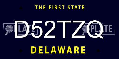 D52TZQ Delaware License Plate