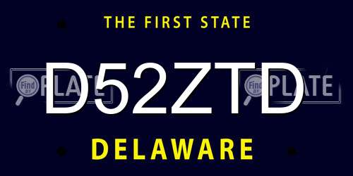 D52ZTD Delaware License Plate