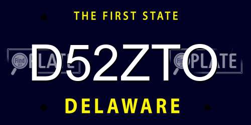 D52ZTO Delaware License Plate