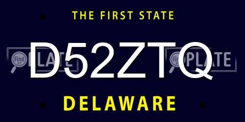 D52ZTQ Delaware License Plate