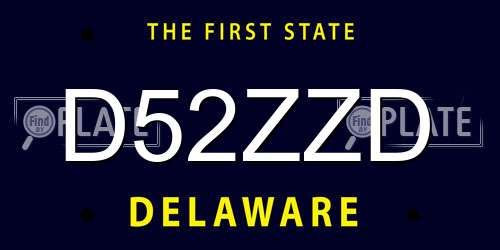 D52ZZD Delaware License Plate