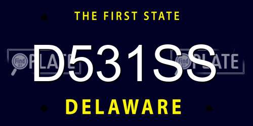 D531SS Delaware License Plate