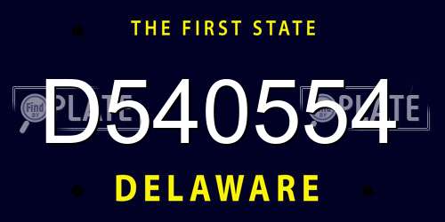D540554 Delaware License Plate