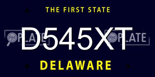 D545XT Delaware License Plate