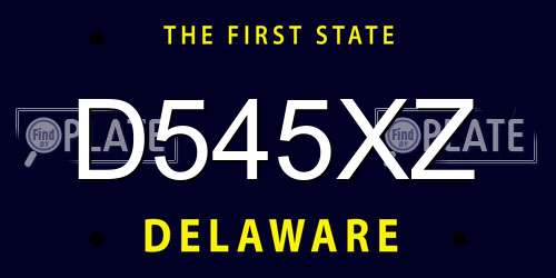 D545XZ Delaware License Plate