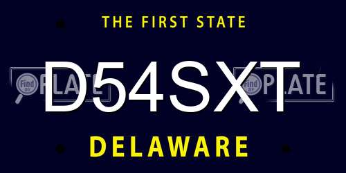 D54SXT Delaware License Plate