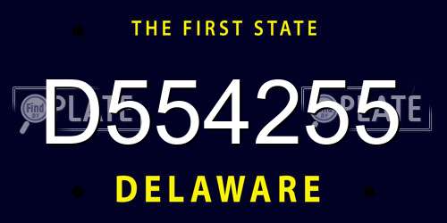 D554255 Delaware License Plate