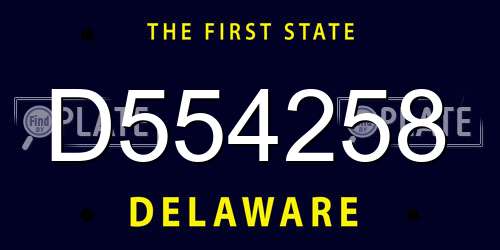 D554258 Delaware License Plate