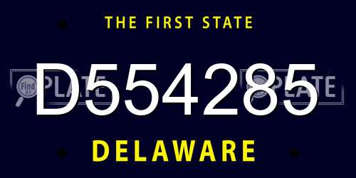 D554285 Delaware License Plate