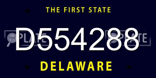 D554288 Delaware License Plate