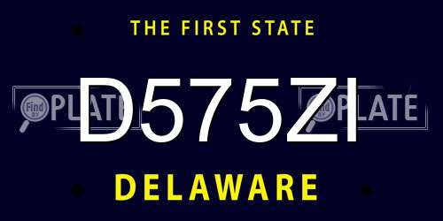 D575ZI Delaware License Plate