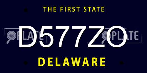D577ZO Delaware License Plate