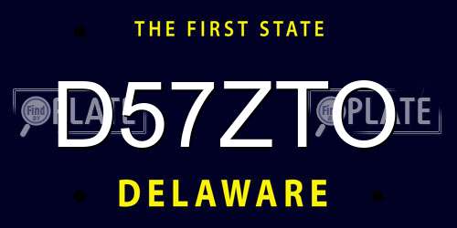 D57ZTO Delaware License Plate