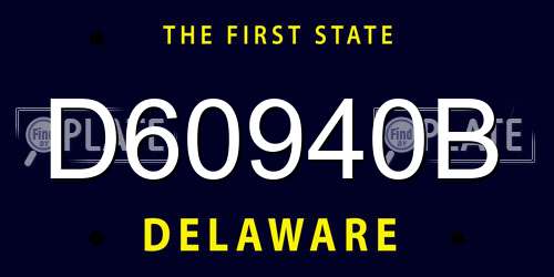 D60940B Delaware License Plate