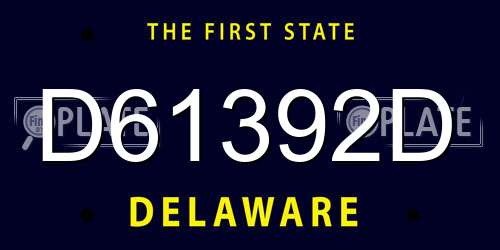 D61392D Delaware License Plate