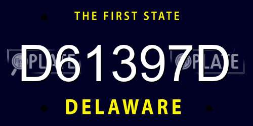 D61397D Delaware License Plate